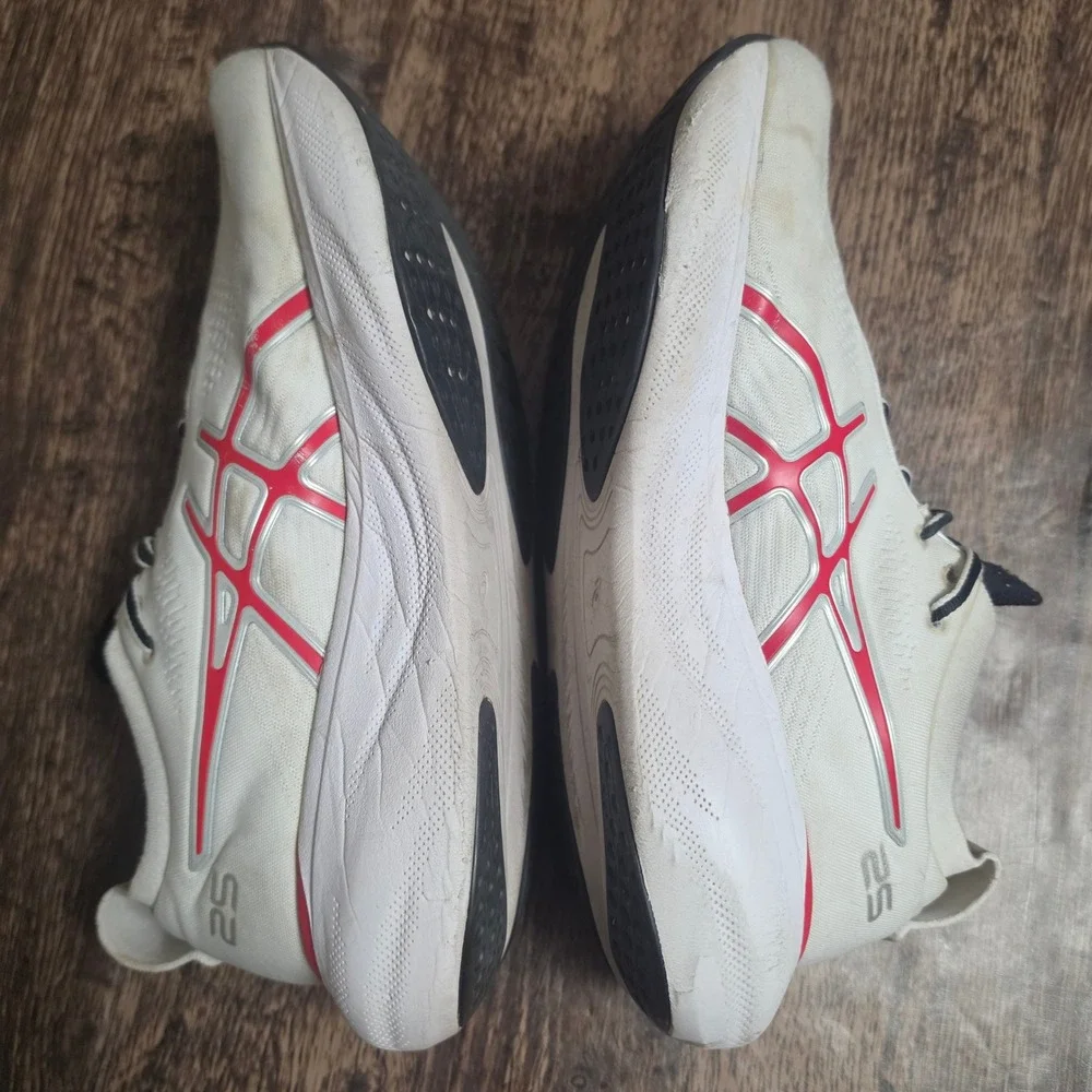 ASICS Gel-Nimbus 25 Running Shoes Women 11 White‎ Red 1012B563 Sneakers